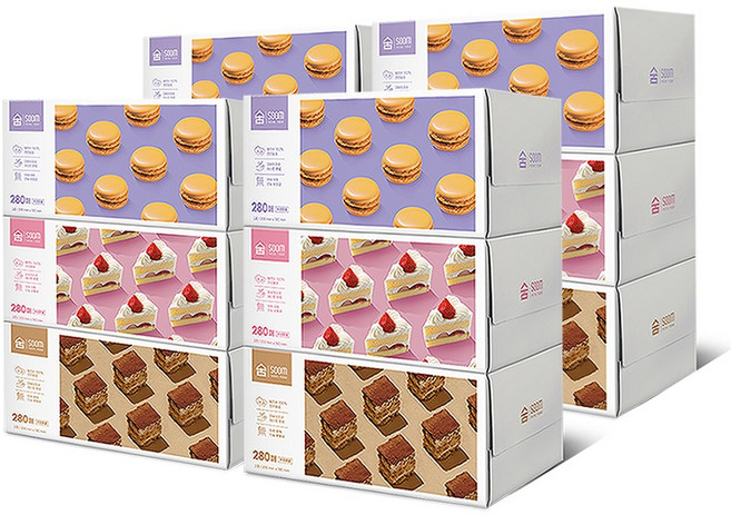 100% 천연펄프 무형광 숨 베이직 각티슈 2겹, 12개, 280매