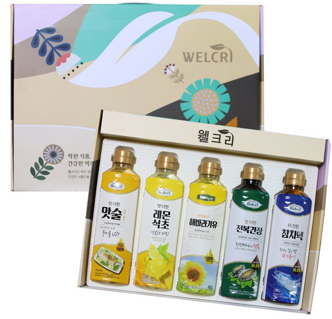 월크리 선물세트 맛술 레몬식초 해라바기씨유 전복간장 참치액 5종 1세트, 1개, 500ml