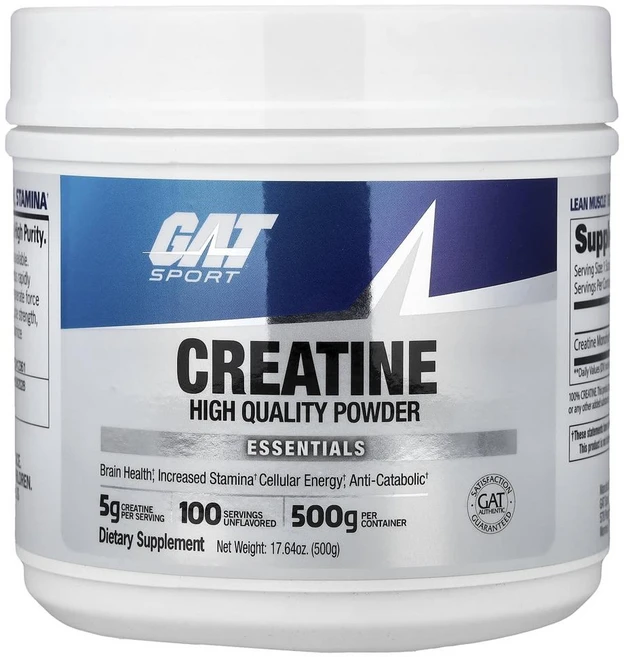 GAT 스포츠 에센셜 크레아틴 파우더 언플래버드 Sport Essentials Creatine Powder 500g, 1개 - 쿠팡