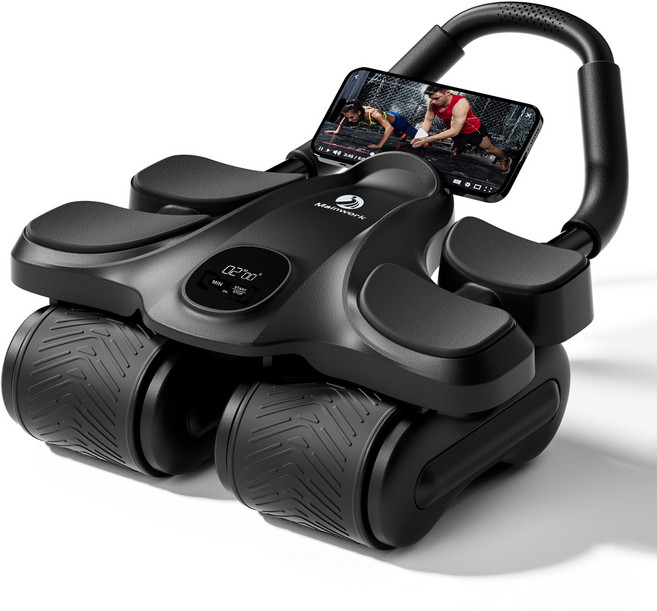 메인워크 AB 슬라이드 무소음 코어 복근 운동 기구 리바운드 ab 롤 아웃 + 프리미엄 무릎패드, 블랙