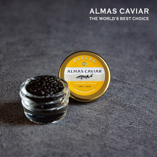 알마스 캐비어 오세트라 철갑상어알 15g 국내산 무방부제 최근제조 신선한 caviar, 알마스 캐비아 오세트라 15g 국내산 캐비어 양식 철갑, 1개