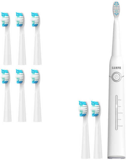 SAMPO聲寶 音波震動牙刷 TB-Z2002L, 白+刷頭, 1個