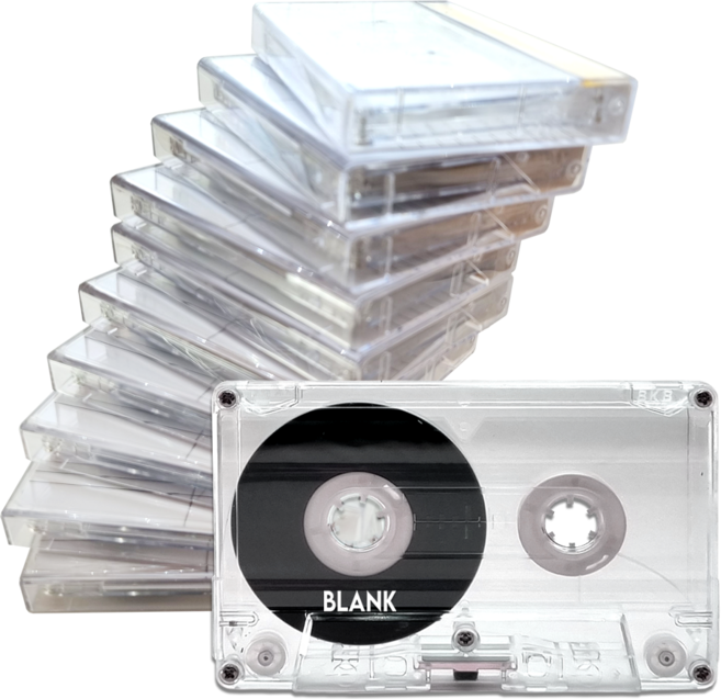 투명 카세트 공테이프 10개 벌크 구성 90분 케이스 J카드 포함, 10개 1세트