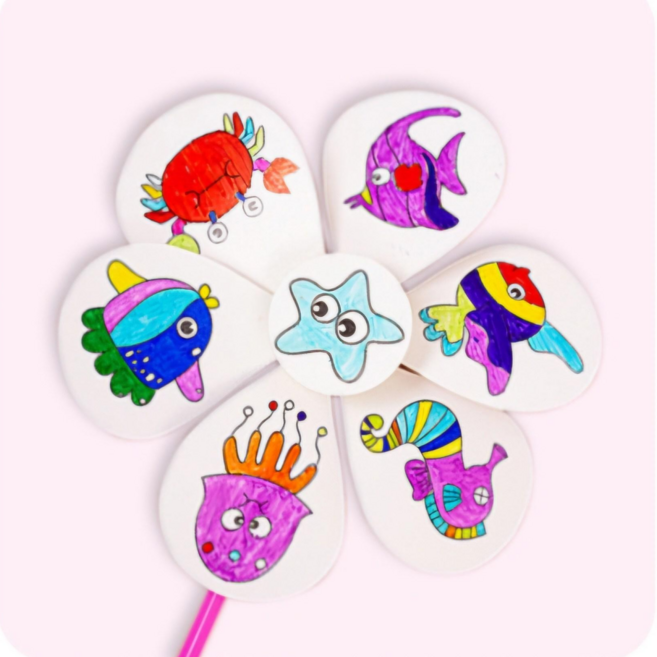 지지워크 DIY 종이 바람개비 만들기 5종, 10개, 04.바다생물