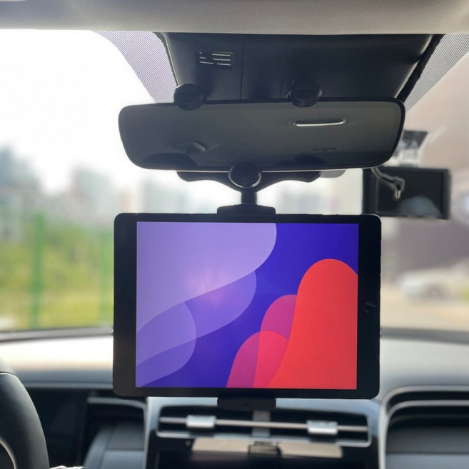 엘마드레 차량용 룸미러 태블릿거치대 자동차 아이패드 탭 거치대, 블랙, 1개