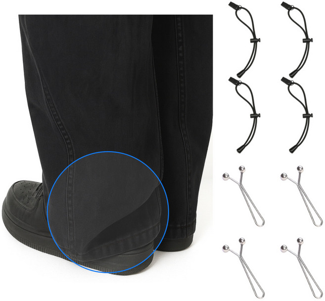 원더블 바지 밑단 끌림 방지 집게 4P + 허리 조절 클립 4P 세트, 8개, 블랙+실버