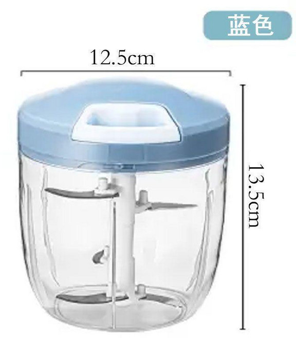 手動多功能絞菜器 搗蒜泥神器 絞肉機, 升級五刀片1000ML大號藍, 1個