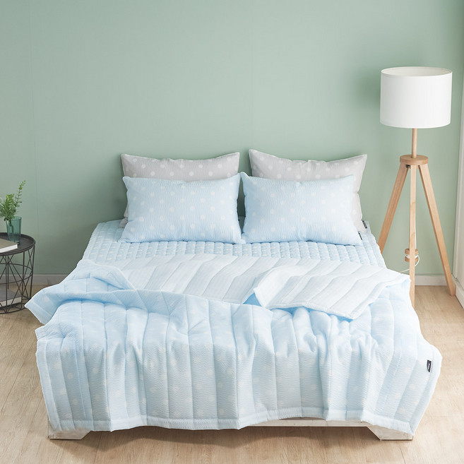 아밍 시어서커 이불패드베개커버 모음, 10_봉봉 시어서커 침대패드 Q, 블루