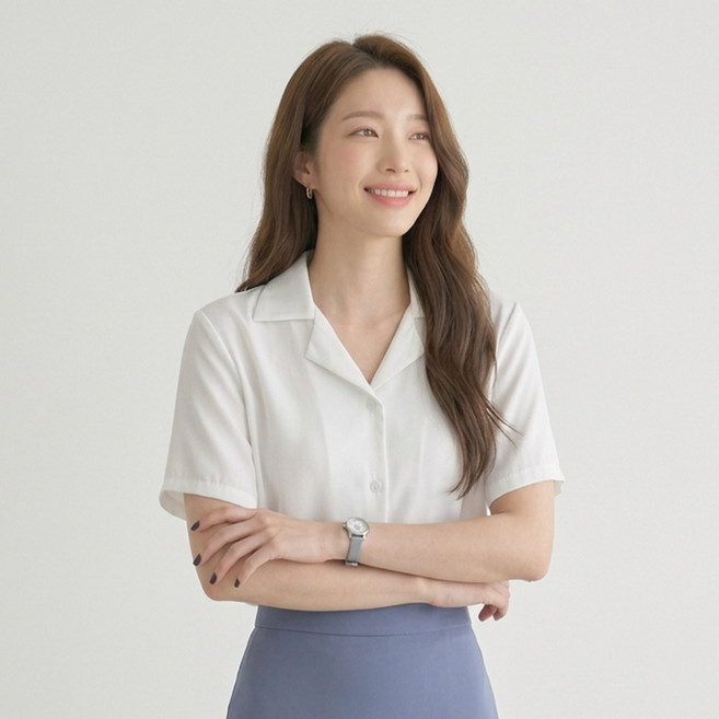 드마엘 여성 셀본 베이직 컬러 반팔 셔츠 + 델로나