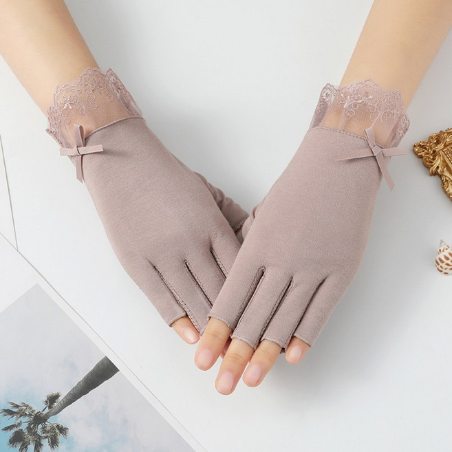 윈즈 여성 운전장갑 손가락 스마트폰 터치 레이스 반 장갑 gv-4401, 퍼플46, 1개