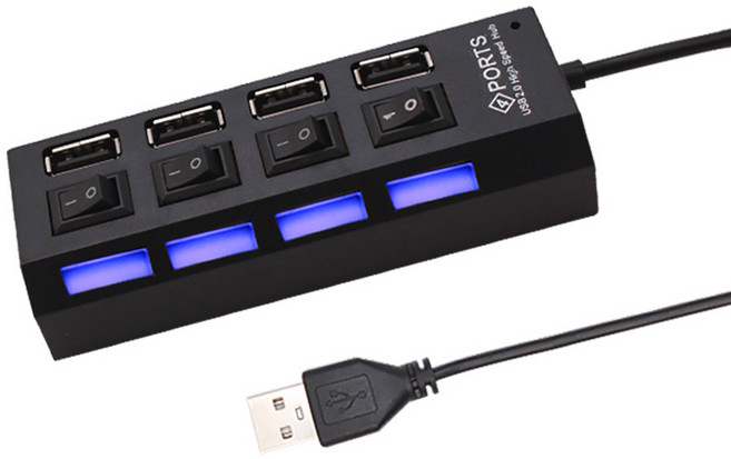 오프 스위치 허브 컴퓨터 USB 익스텐션 드래그 포트 분배기 PC 노트북 데스크탑 OTG, 1개