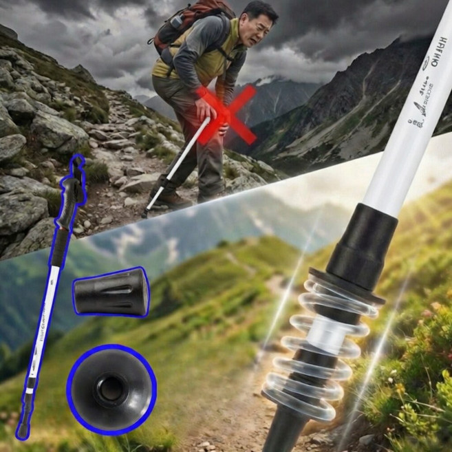 코리슬리 3단 두랄루민 등산스틱 초경량, 1개, 퓨어 화이트