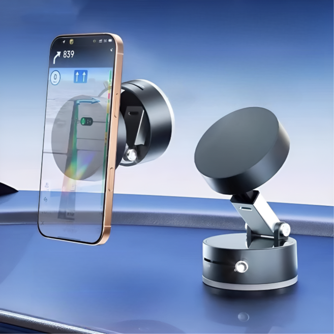 루비크 진공 흡착 맥세이프 거치대 스위치형 휴대 미니 홀더, 1개, 다크블랙