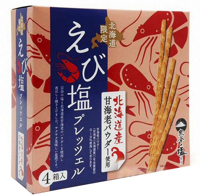 北海道鹽味蝦脆餅 4包入, 1盒, 180g