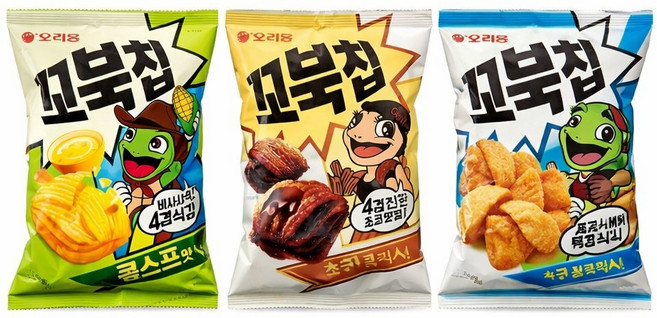 오리온 꼬북칩 삼총사 (콘스프맛+카라멜팝콘맛+초코츄러스맛), 1세트, 183g