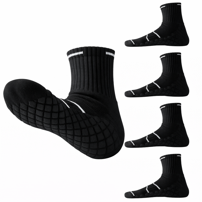 에누온드 남녀공용 충격흡수 쿠션 스포츠 두꺼운 양말, 5세트, 블랙