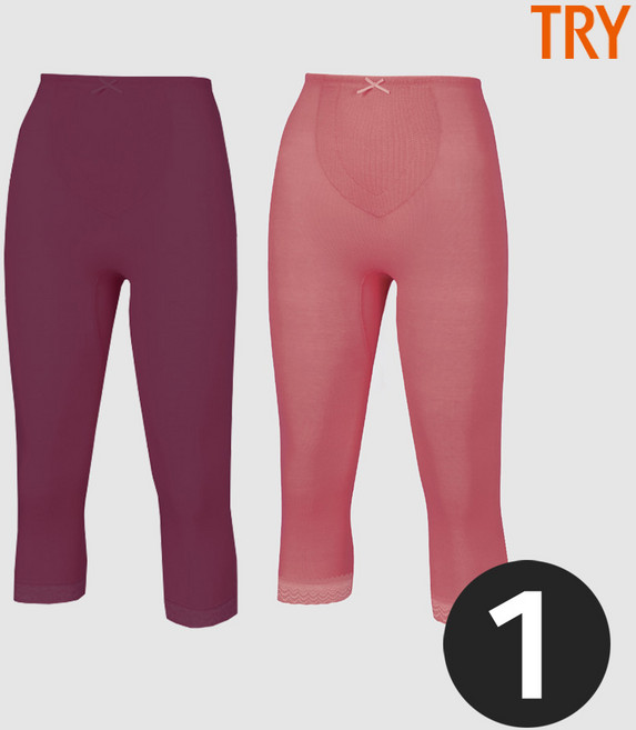 트라이 여성 8부 내복바지 면100 순면 40수 동내의 보온 겨울 하의 레이스