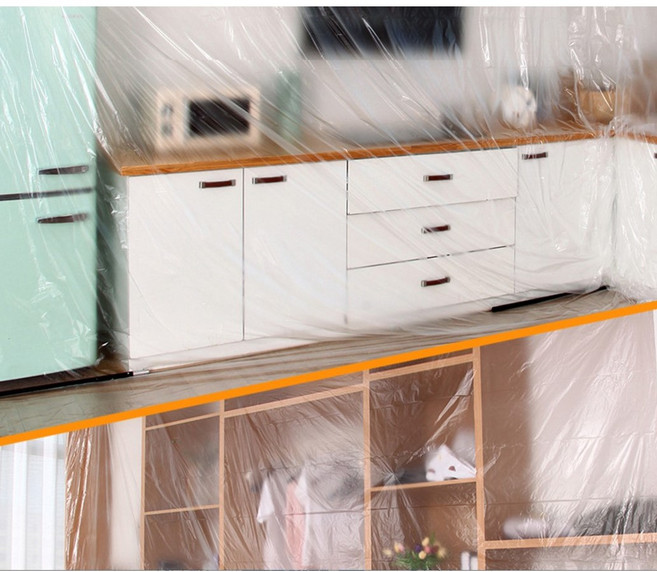 대형비닐커버 오염방지 방진비닐 인테리어 공사 보양작업 덮개, 스티커형 4mX20m, 1개