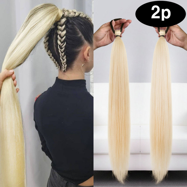 은꽃밴드 2P 컬러 브레이드 헤어피스 케이팝 가발 머리끈, 1개, 브론드2P