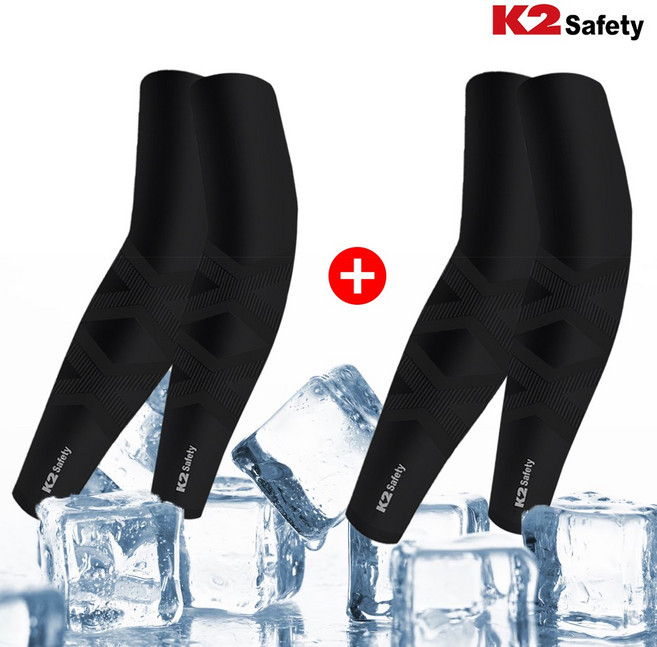 1+1 K2 safety 2x 쿨토시 자외선차단 팔토시 여름토시, 블랙+블랙, 1세트