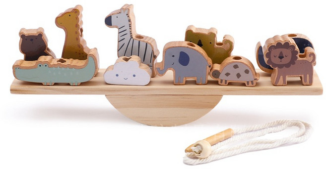 幼兒早教動物穿線平衡蹺蹺板玩具, 動物穿線蹺蹺板, 1個