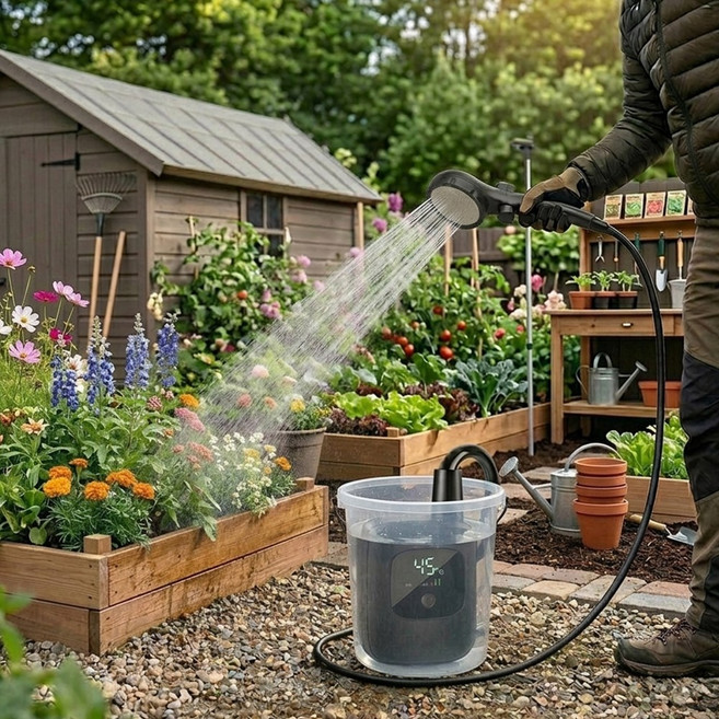 HK sell 레디온 안개 샤워 워터펌프 이동식 물뿌리개, 1개, 블랙
