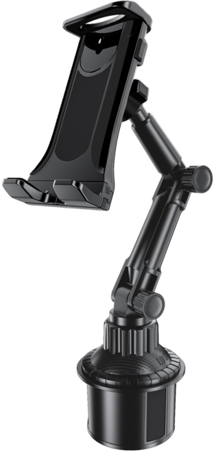 Naccessory 차량용 태블릿 핸드폰 거치대 컵홀더형 360도, 1개, 블랙