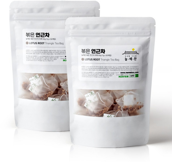 늘해찬 국산 볶은 연근차 전통차 허브차 삼각티백 대용량, 1g, 50개입, 2개