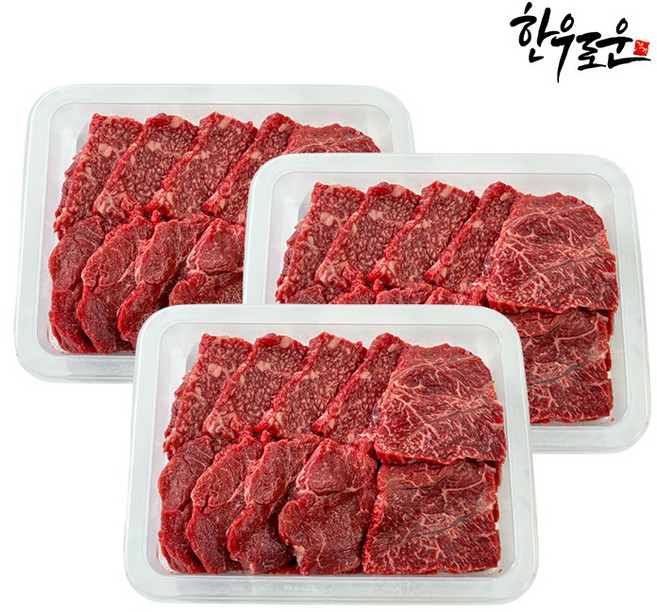 1++한우 냉장 특수모둠구이 총2kg 최고급 구이용 모듬 투뿔 한판, 400g, 3개