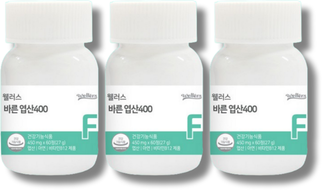 웰러스 바른 엽산400, 180정, 3개