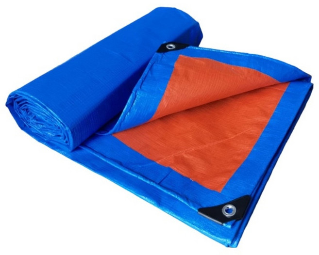 두꺼운 내마모 방수 천 파란색과 주황색 PE 방수포 2M x 2M~15M x 20M