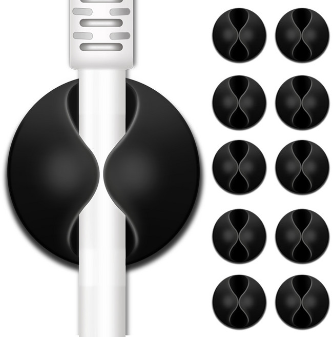 엔더 USB 충전 케이블 선정리 홀더 클립 1구, 10개, 블랙