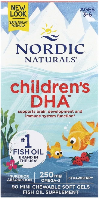 Nordic Naturals 어린이용 DHA 만 3~6세 딸기 맛 츄어블 미니 소프트젤 90정, NordicNaturals어린이용DHA만36세딸기맛츄어, 1개 - 쿠팡