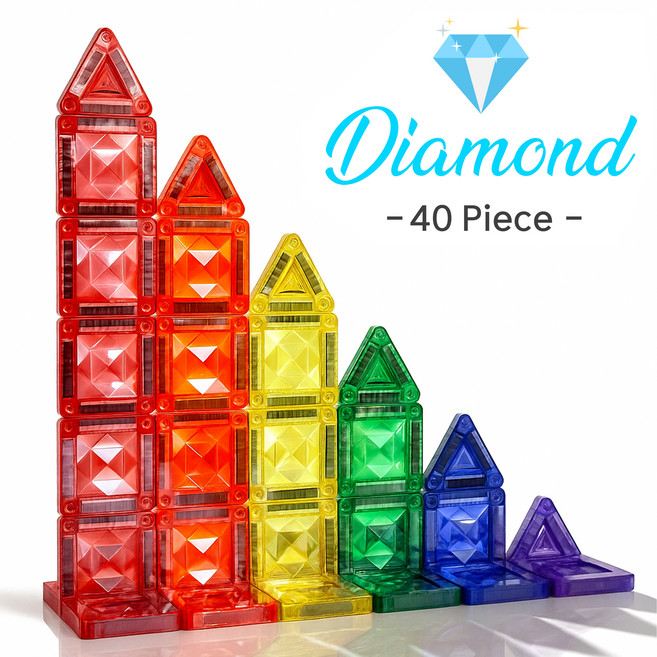 [엘리트타일즈] 국내 원조 No.1 미니자석타일 40피스 영롱한 프리미엄 (다이아몬드) | 휴대용자석완구 | 미니자석블럭 | 외출 여행 차 비행기에서 어디서든 즐겨요!, 1개, 다이아몬드