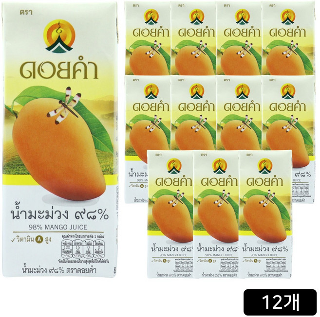 [홈쇼핑] 도이캄 착즙 98% 망고 주스, 200ml, 12개