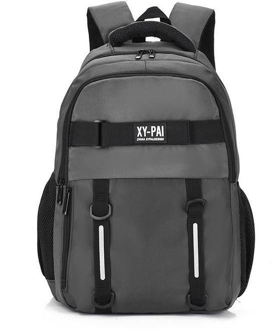 流行印花風格時尚學生雙肩包 多層大容量設計 防水耐用 適合15英寸筆記本電腦, 1個, 灰