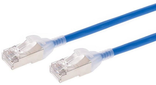 MONOPRICE CAT6A 이더넷 패치 케이블 - 이중 CM 스너그리스 30AWG 슬림런 차폐 시리즈 블랙 1.5M(5피트), 1 Feet, 블루.