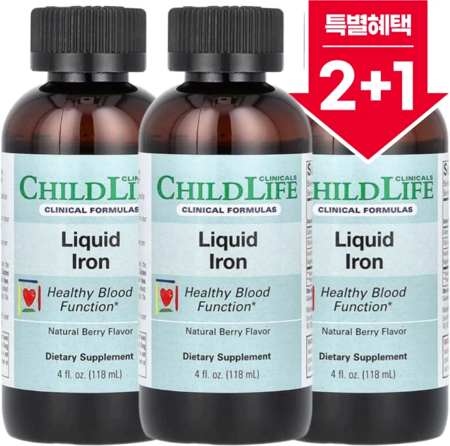[2+1] 차일드라이프 Childlife 100% 천연 액상 철분 천연베리맛 118ml / 해외직구 미국정품, 3개 - 쿠팡