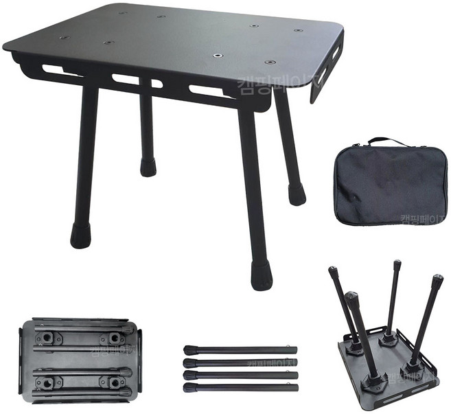 캠핑페이지 백패킹 미니 테이블 의자겸용 경량 캠핑 사이드 테이블, 블랙-1개