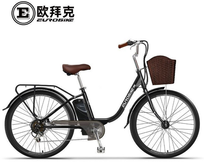 EUROBIKE 電動助力自行車 鋰電池 7段變速, 黑色, 1個