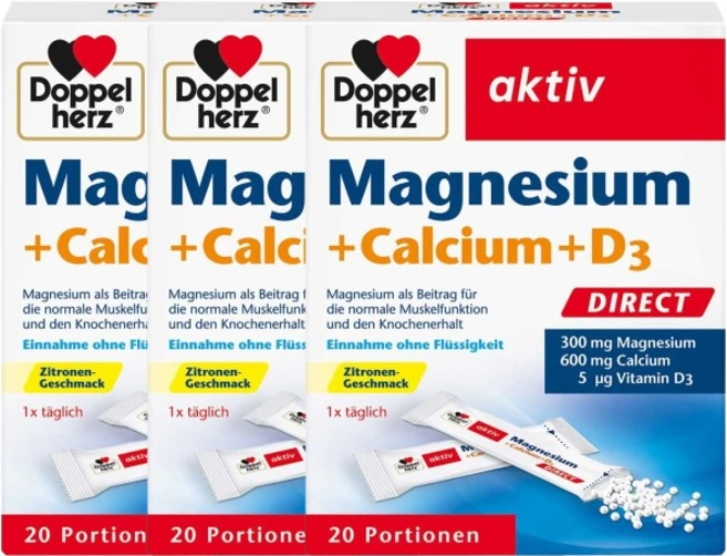도펠헤르츠 액티브 마그네슘 300mg + 칼슘 600mg D3 5mcg, 20회분, 3개 - 쿠팡