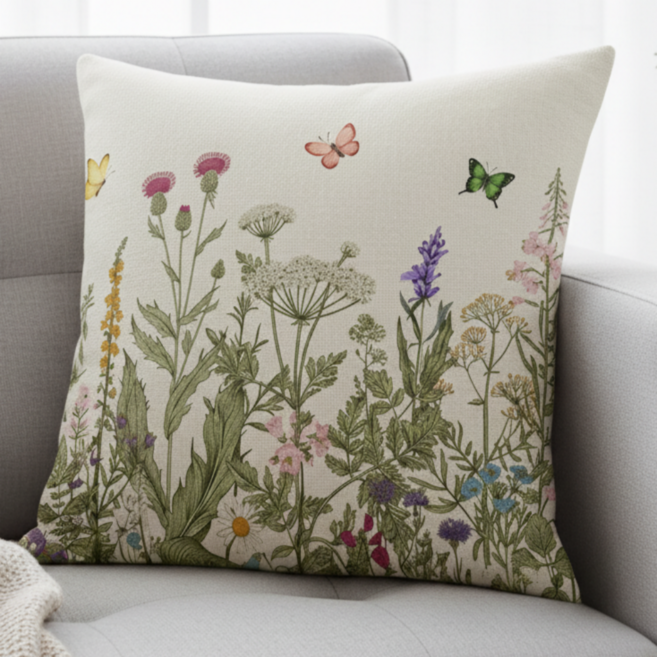 서플라이랩 디자인 프린팅 쇼파쿠션 컬렉션 국산솜포함, 33풀꽃