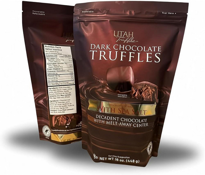 Utah Truffles 씨 솔트 다크 초콜릿 각 473.(16온스) - 총 946.4ml(32온스) 2팩