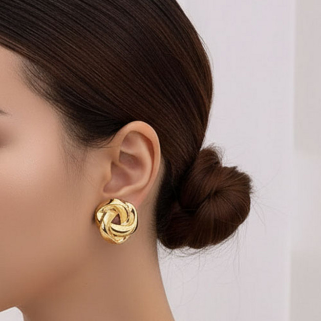 여성 하객 파티 행사 매듭 볼륨 스터드 귀걸이 A2549
