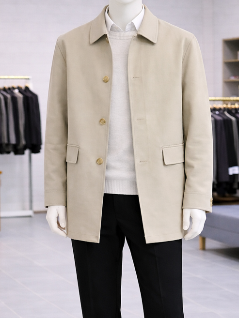 바쏘옴므 봄 여름 가을 오버핏 베이지 하프 트렌치코트 WSY5CC12A