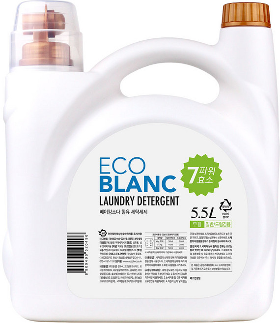 에코블랑 베이킹소다 세탁세제 무향 5.5L, 1개