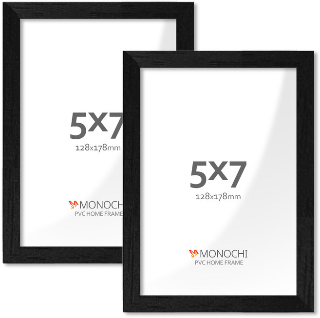 모노치 PVC 프레임 홈 인테리어 액자 5x7, 2개, 올블랙