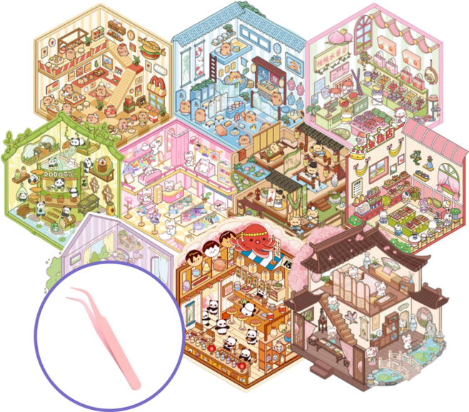 크랜브랑 틱톡유행 DIY 3D 집꾸미기 방꾸미기 스티커, 1개, 미니10종세트