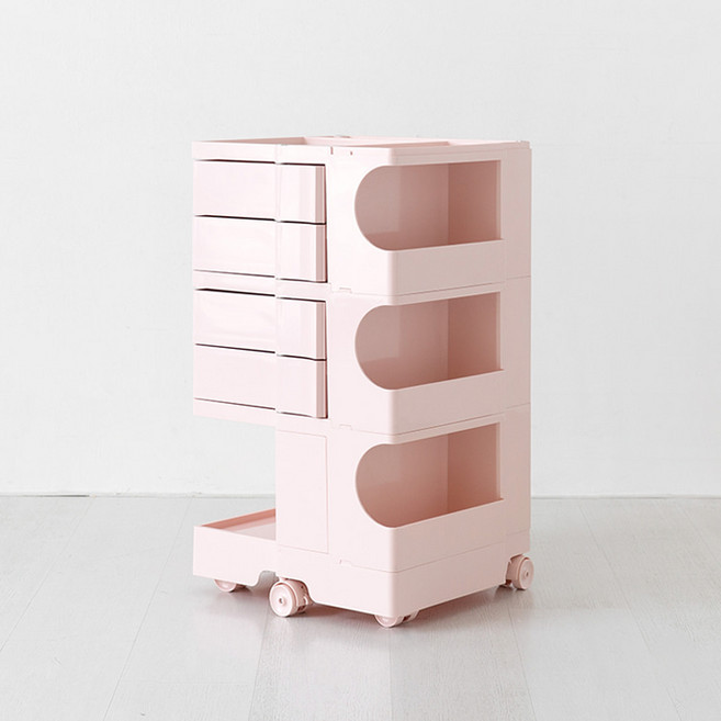 마켓비 빙그리 회전서랍 트롤리 4단 당일발송 32526, 핑크