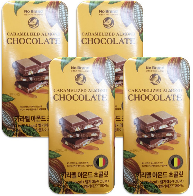 노브랜드 카라멜 아몬드 초콜릿, 4개, 100g
